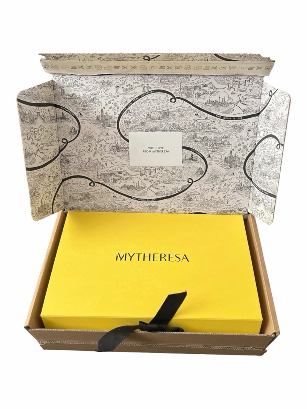 Mytheresa Yellow Box with Black Ribbon